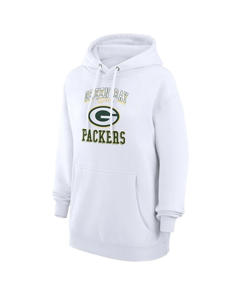 G-iii 4Her by Carl Banks Women's White Green Bay Packers Team Logo Graphic Fleece Tri-Blend Pullover Hoodie