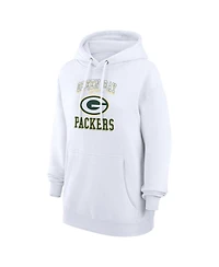 G-iii 4Her by Carl Banks Women's White Green Bay Packers Team Logo Graphic Fleece Tri-Blend Pullover Hoodie