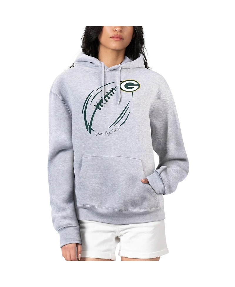 G-iii 4Her by Carl Banks Women's Heather Gray Green Bay Packers Football Logo Fleece Tri-Blend Pullover Hoodie