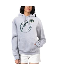 G-iii 4Her by Carl Banks Women's Heather Gray Green Bay Packers Football Logo Fleece Tri-Blend Pullover Hoodie