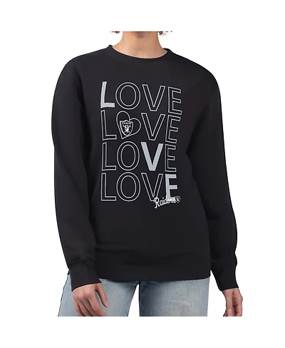 G-iii 4Her by Carl Banks Women's Black Las Vegas Raiders Lots of Love Graphic Fleece Pullover Sweatshirt
