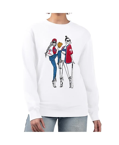 G-iii 4Her by Carl Banks Women's White Philadelphia Phillies Baseball Girls Fleece Pullover Sweatshirt