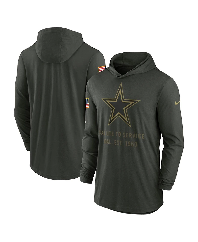 Nike Men's Forest Green Dallas Cowboys 2025 Salute to Service Sideline Dri-fit Lightweight Hooded Pullover Hoodie