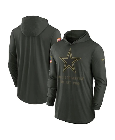 Nike Men's Forest Green Dallas Cowboys 2025 Salute to Service Sideline Dri-fit Lightweight Hooded Pullover Hoodie