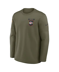 Nike Men's Olive Kansas City Chiefs 2025 Salute to Service Sideline Coaches Therma-fit Long Sleeve Shirt