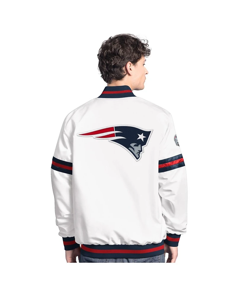 Starter Men's White New England Patriots Scout Full-Snap Varsity Jacket