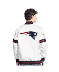 Starter Men's White New England Patriots Scout Full-Snap Varsity Jacket
