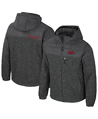 Colosseum Men's Charcoal Arkansas Razorbacks Nightman Full-Zip Hoodie Puffer Jacket