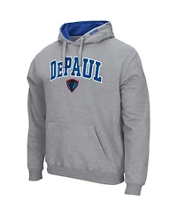 Colosseum Men's Heather Gray DePaul Blue Demons Arch Logo 3.0 Pullover Hoodie