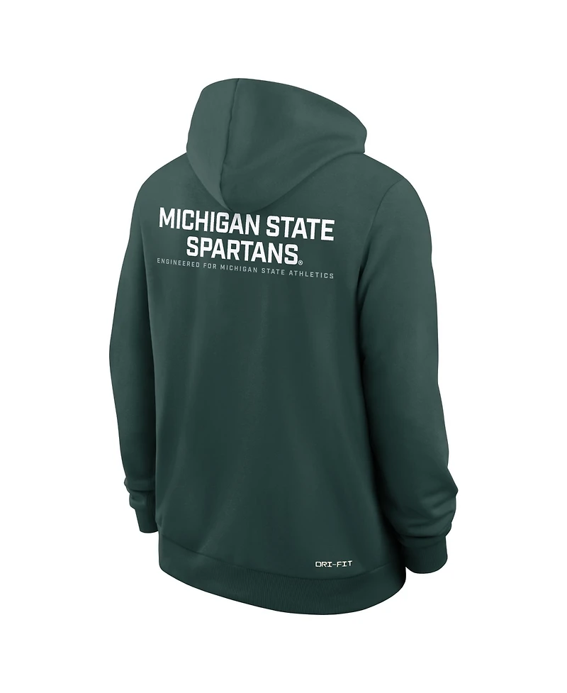 Nike Men's Green Michigan State Spartans 2025 Sideline Standard Issue Dri-fit Full-Zip Hoodie
