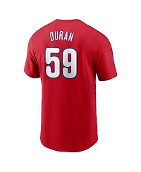 Nike Men's Jhoan Duran Red Philadelphia Phillies Fuse Name Number T-Shirt