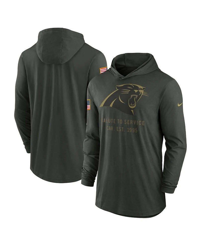 Nike Men's Forest Green Carolina Panthers 2025 Salute to Service Sideline Dri-fit Lightweight Hooded Pullover Hoodie