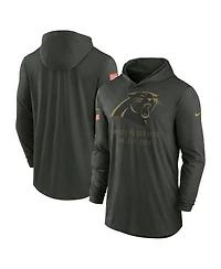 Nike Men's Forest Green Carolina Panthers 2025 Salute to Service Sideline Dri-fit Lightweight Hooded Pullover Hoodie