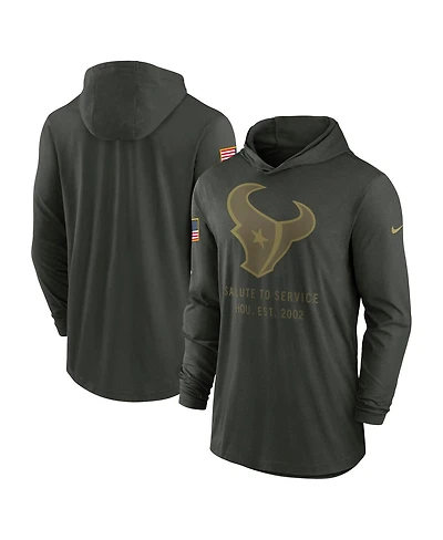 Nike Men's Forest Green Houston Texans 2025 Salute to Service Sideline Dri-fit Lightweight Hooded Pullover Sweatshirt