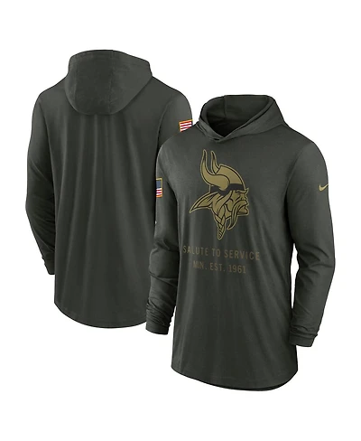 Nike Men's Forest Green Minnesota Vikings 2025 Salute to Service Sideline Dri-fit Lightweight Hooded Pullover Sweatshirt