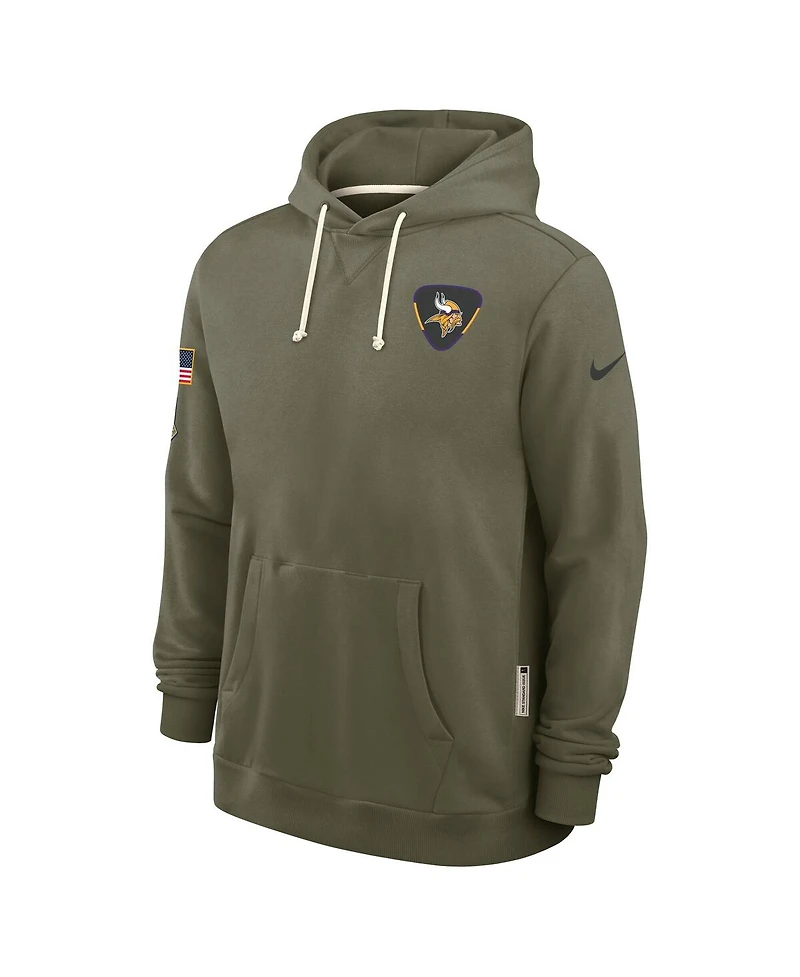 Nike Men's Olive Minnesota Vikings 2025 Salute to Service Sideline Standard Issue Dri-fit Hoodie
