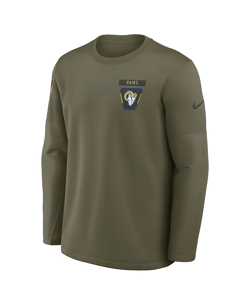 Nike Men's Olive Los Angeles Rams 2025 Salute to Service Sideline Coaches Therma-fit Long Sleeve Shirt