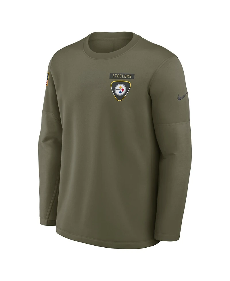 Nike Men's Olive Pittsburgh Steelers 2025 Salute to Service Sideline Coaches Therma-fit Long Sleeve Shirt