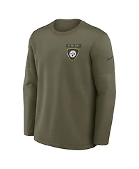 Nike Men's Olive Pittsburgh Steelers 2025 Salute to Service Sideline Coaches Therma-fit Long Sleeve Shirt