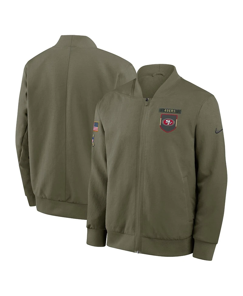 Nike Men's Olive San Francisco 49ers 2025 Salute to Service Sideline Full-Zip Bomber Jacket