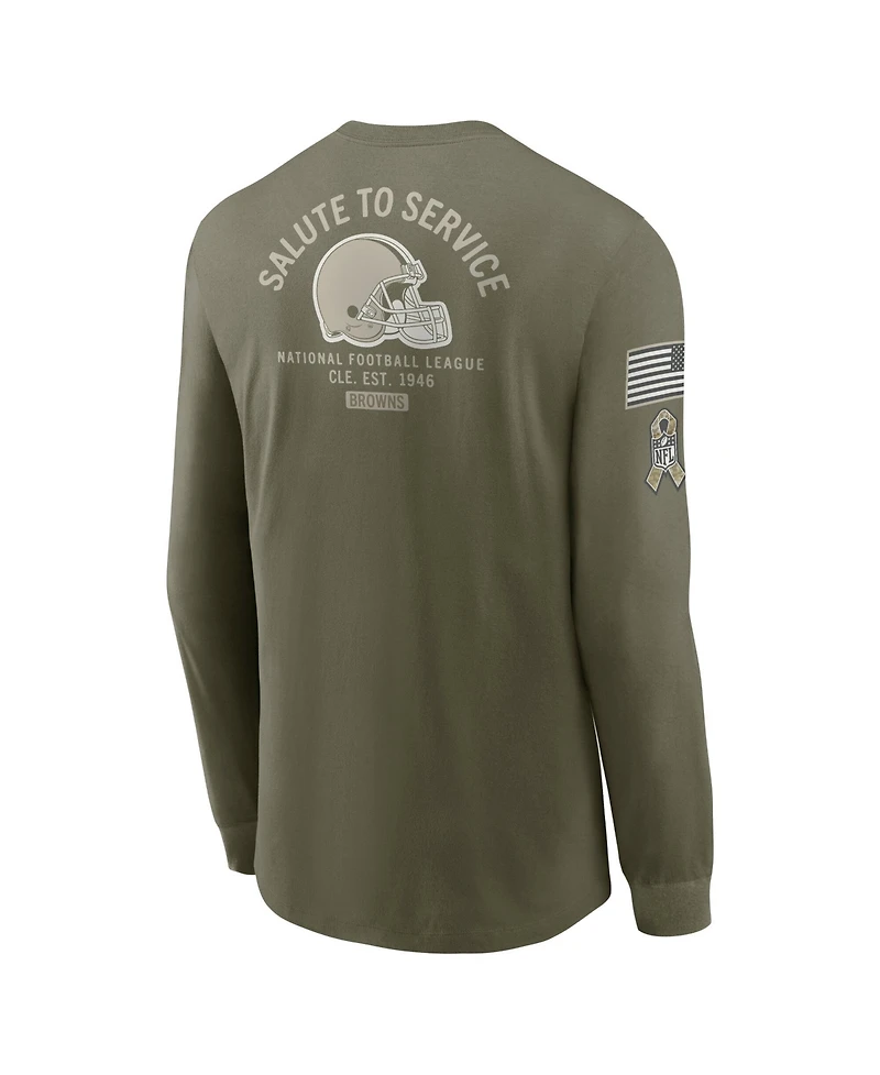 Nike Men's Olive Cleveland Browns 2025 Salute to Service Sideline Long Sleeve T-Shirt