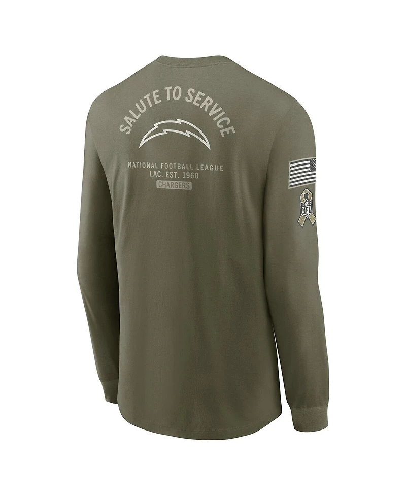 Nike Men's Olive Los Angeles Chargers 2025 Salute to Service Sideline Long Sleeve T-Shirt