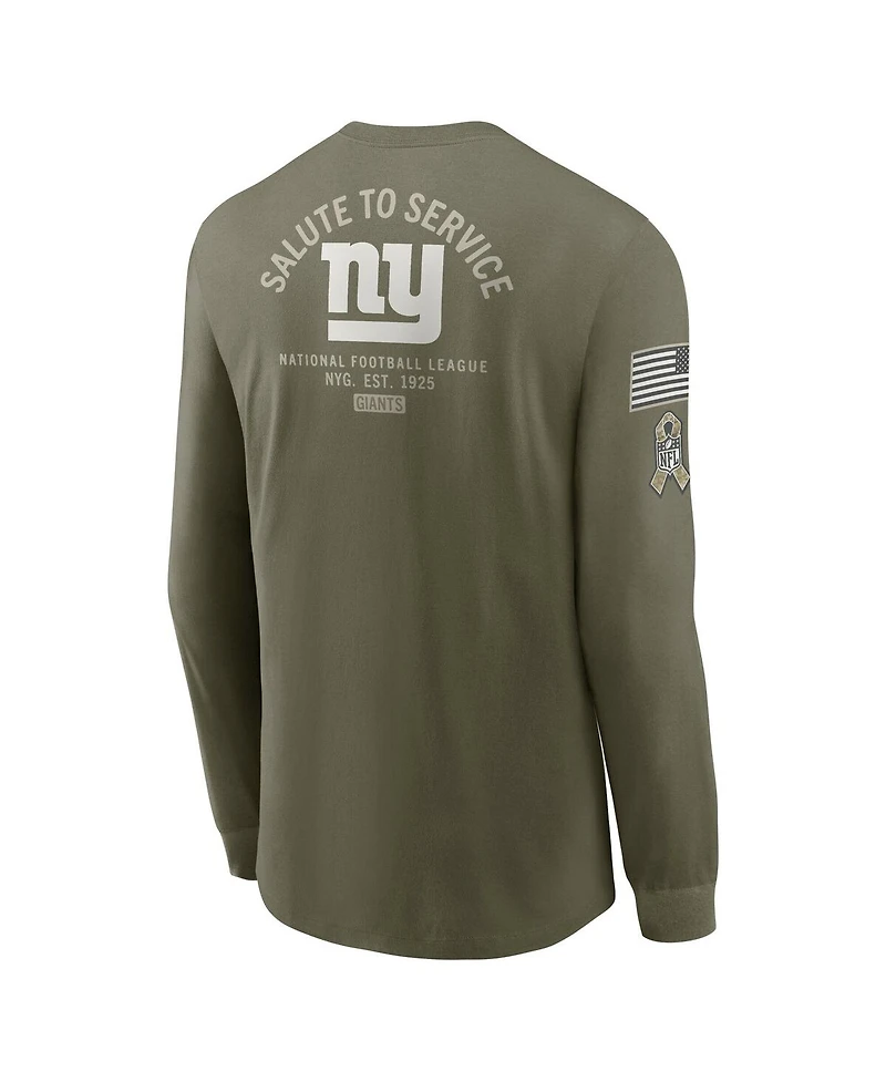 Nike Men's Olive New York Giants 2025 Salute to Service Sideline Long Sleeve T-Shirt