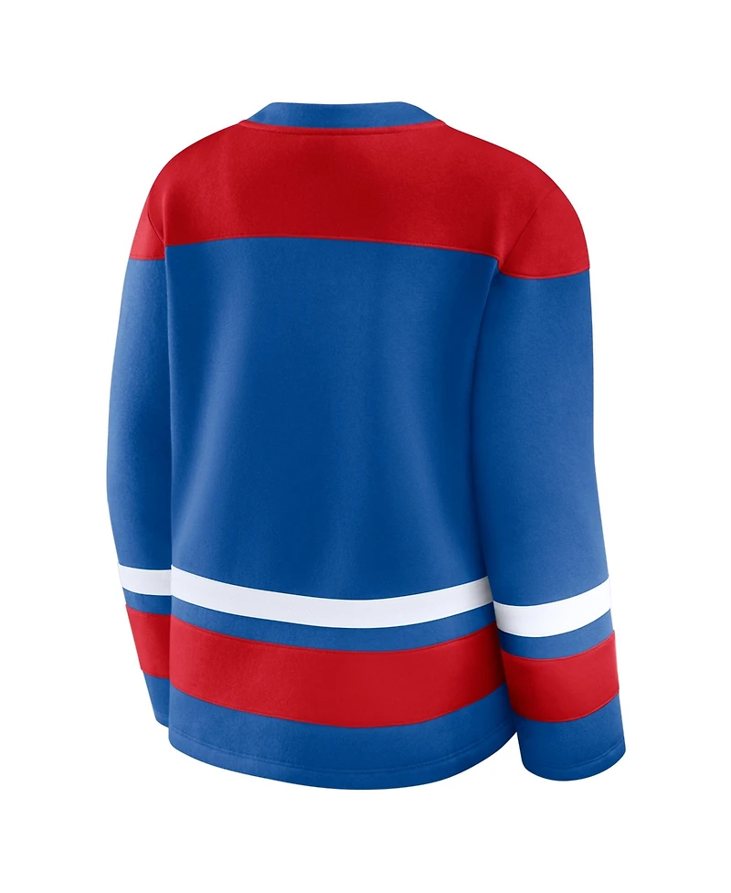 Fanatics Women's Blue New York Rangers Icing Long Sleeve Lace Up Sweatshirt