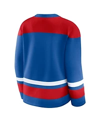 Fanatics Women's Blue New York Rangers Icing Long Sleeve Lace Up Sweatshirt