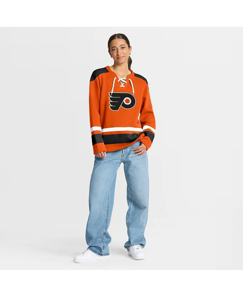 Fanatics Women's Orange Philadelphia Flyers Icing Long Sleeve Lace Up Sweatshirt