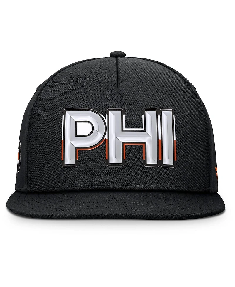 Fanatics Men's Black Philadelphia Flyers Authentic Pro Rink Team Code Snapback Hat