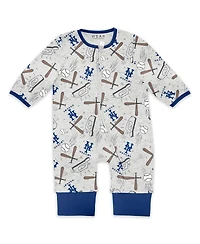 Wear by Erin Andrews Baby Boys and Girls 2-Piece Heather Gray New York Mets Sleep Play Full-Zip Sleeper Bib Set