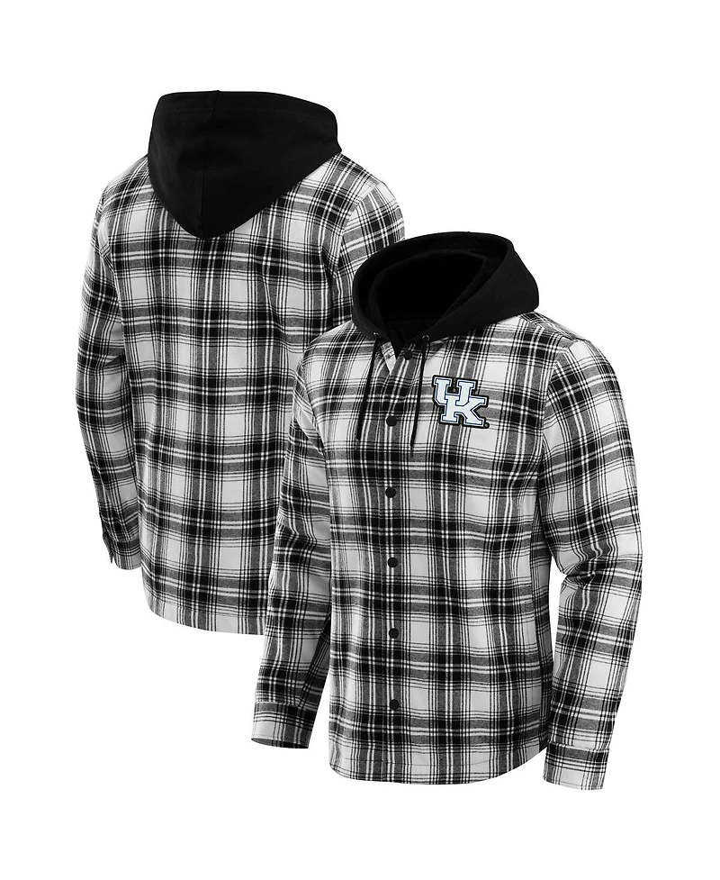 Darius Rucker Collection by Fanatics Men's Black Kentucky Wildcats Plaid Flannel Quilted Full-Snap Hooded Shacket
