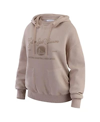 Wear by Erin Andrews Women's Tan Golden State Warriors Washed Pullover Crewdie Hoodie