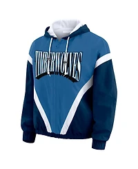 Wear by Erin Andrews Women's Blue/Navy Minnesota Timberwolves Color-Block Full-Zip Windbreaker Jacket
