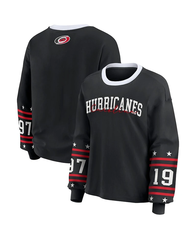 Wear by Erin Andrews Women's Black Carolina Hurricanes Long-Sleeve Sport T-Shirt