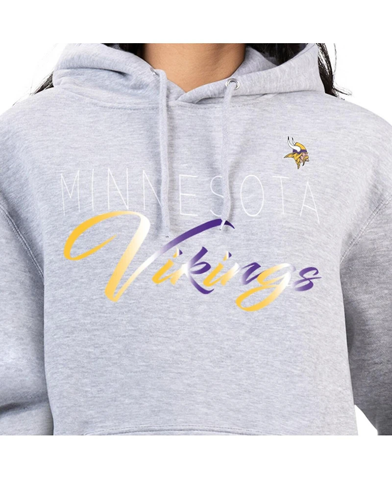 G-iii 4Her by Carl Banks Women's Gray Minnesota Vikings Shadow Logo Fleece Pullover Hoodie