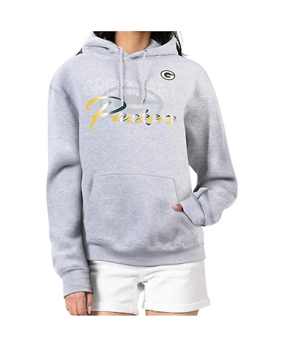 G-iii 4Her by Carl Banks Women's Gray Green Bay Packers Shadow Logo Fleece Pullover Hoodie