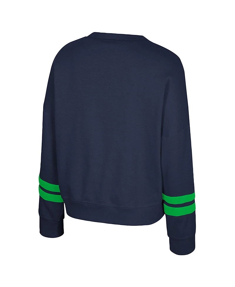 Colosseum Women's Navy Notre Dame Fighting Irish Splashy Crewneck Fleece Sweatshirt