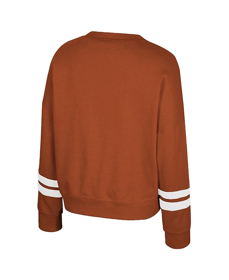 Colosseum Women's Texas Orange Longhorns Splashy Crewneck Fleece Sweatshirt