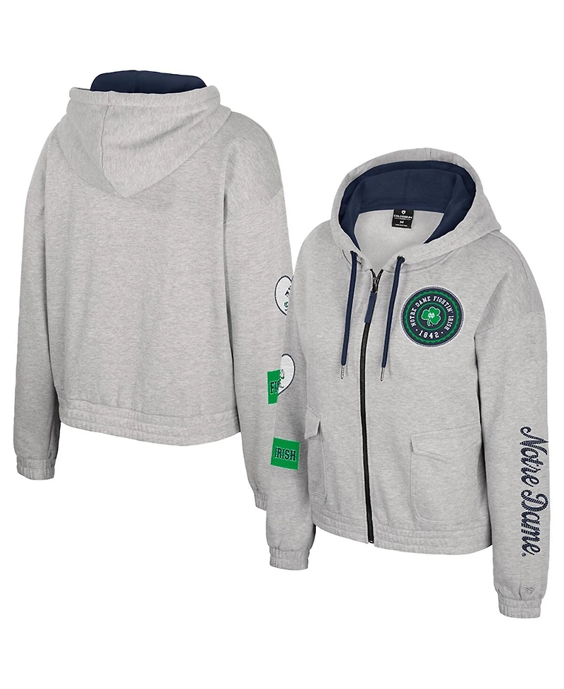 Colosseum Women's Gray Notre Dame Fighting Irish Alfie Full-Zip Hoodie Jacket