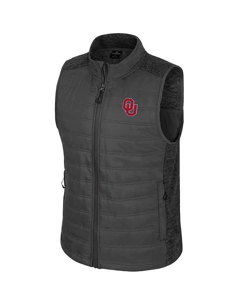 Colosseum Men's Charcoal Oklahoma Sooners Nightman Full-Zip Puffer Vest