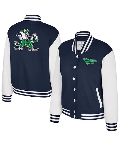 Colosseum Women's Navy Notre Dame Fighting Irish French Baguette Full Snap Fleece Jacket