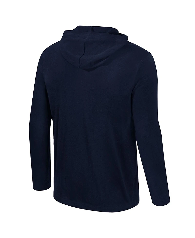 Colosseum Men's Navy Illinois Fighting Illini Color Pop Active Blend 2-Hit Long-Sleeve Hooded T-Shirt