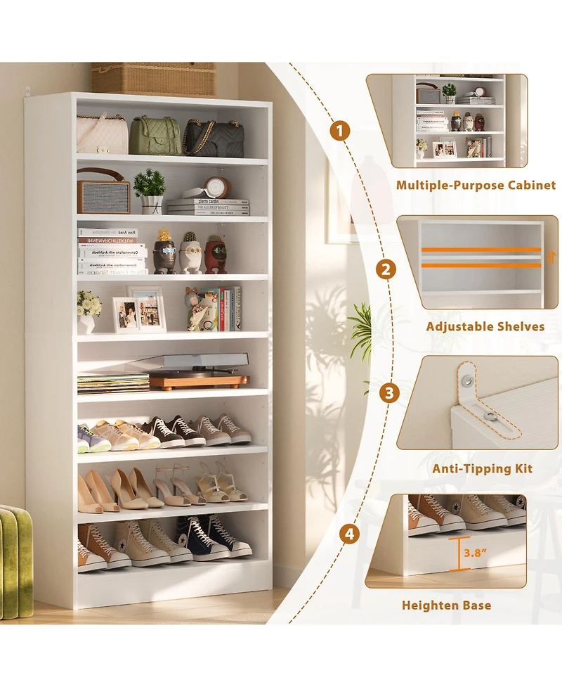 Aheaplus 9-Tier Wood Shoe Storage Cabinet (Holds 40-45 Pairs)