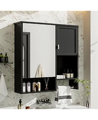 Casainc 29'' x 28'' Wall Mounted Bathroom Medicine Cabinet with Mirror & Towel Bar