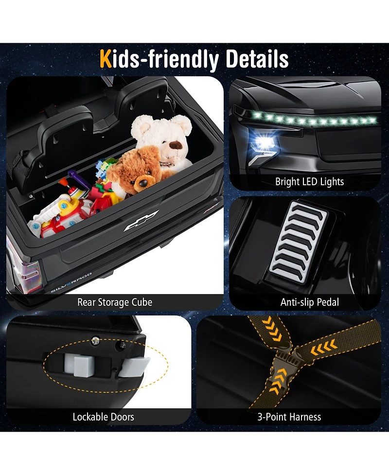 Gymax Ride on Car 12V Licensed Chevrolet Truck Kids' Electric Vehicles Gift for 3+
