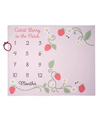 Lambs & Ivy Strawberry Patch Milestone Photo Opportunity Fleece Baby Blanket