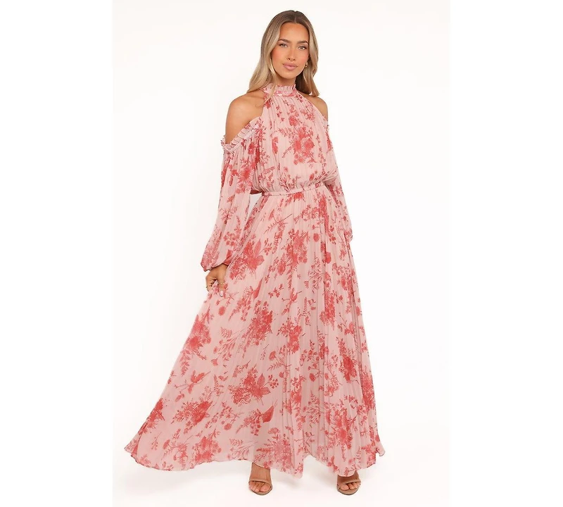 Petal and Pup Women's Hilary Pleated Maxi Dress - Red Floral