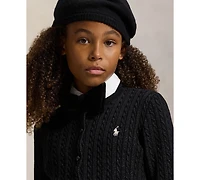 Polo Ralph Lauren Big Girls Metallic Cable Cotton-Blend Cardigan Sweater